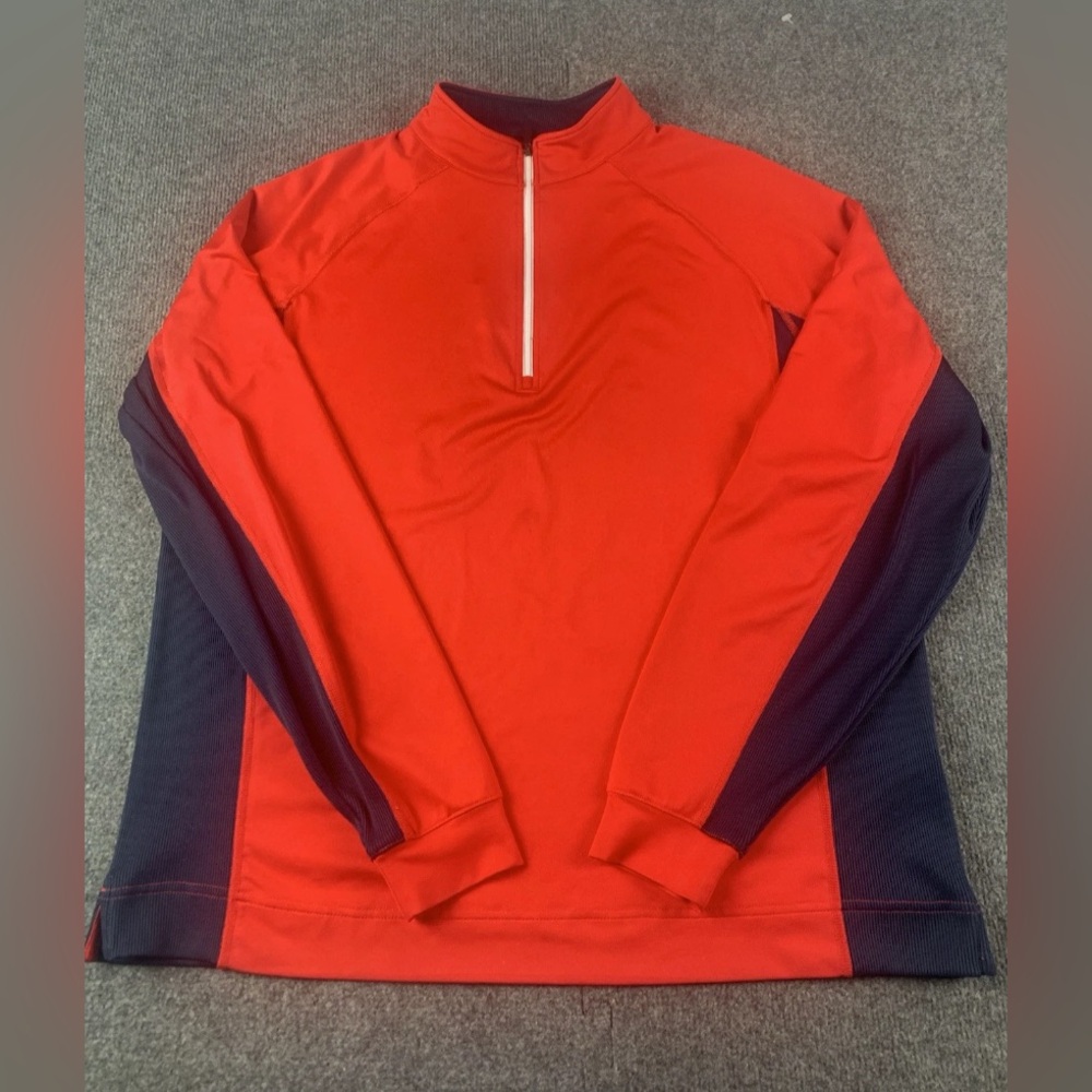FJ Foot Joy Mens 1/4 Zip Long Sleeve Golf Sweatshirt Size L Red/Blue